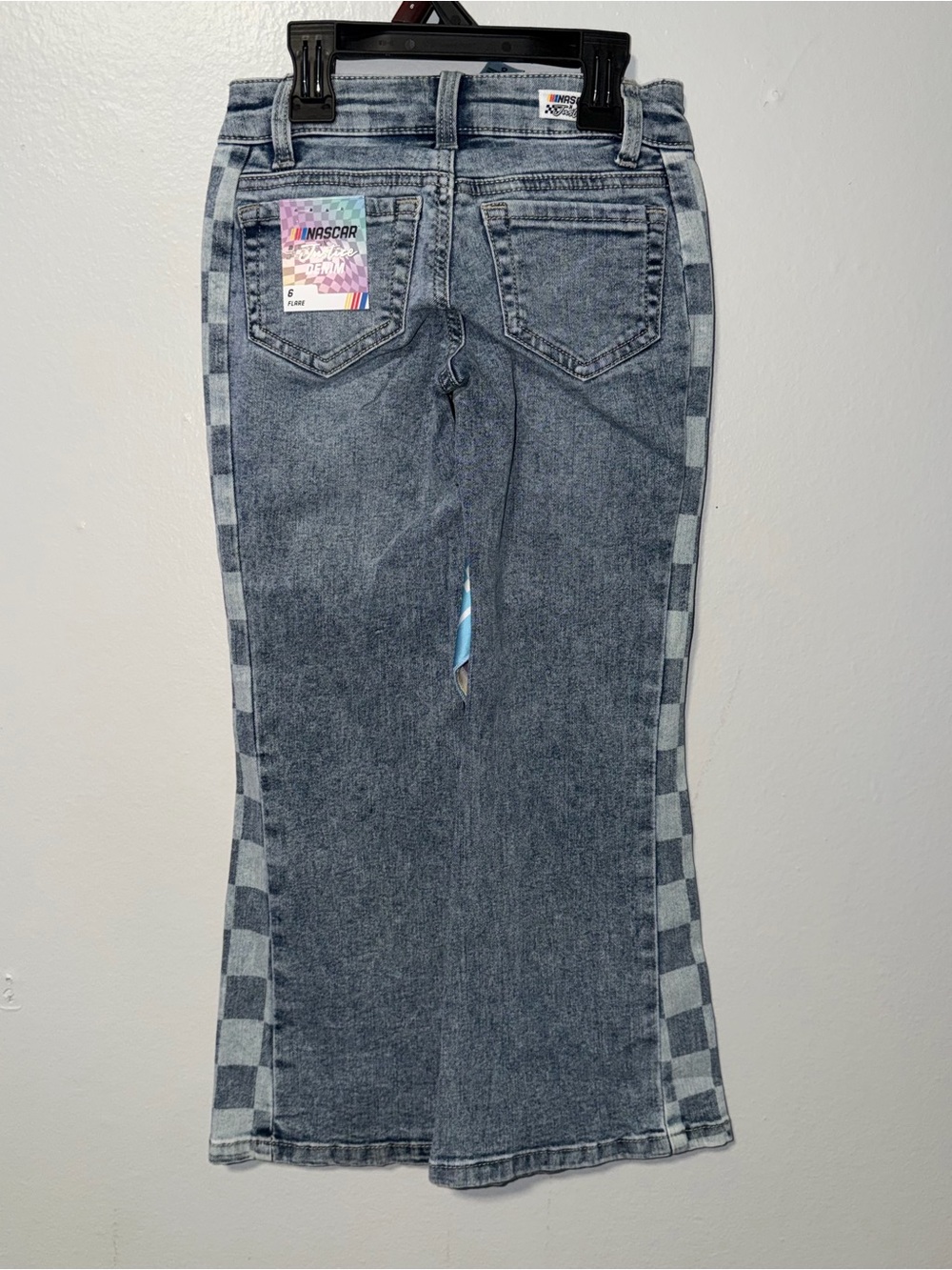 Justice Gray Checkerboard Trim Denim Skirt with Blue Accent Scarf - Picture 5 of 5